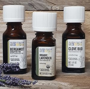 Organic Lavender, Bergamot & Clove Bud Essential Oil Set of 3